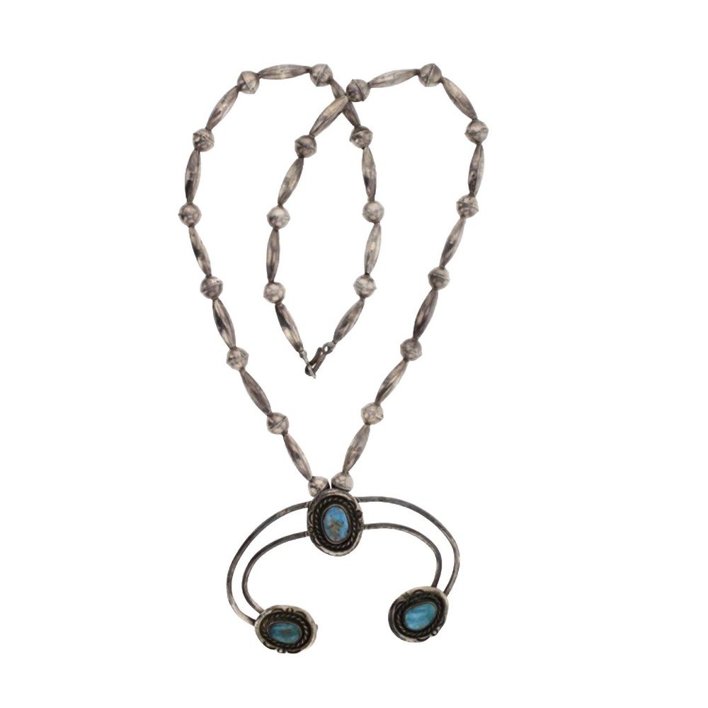 VINTAGE NAVAJO TURQUOISE STERLING SILVER NECKLACE